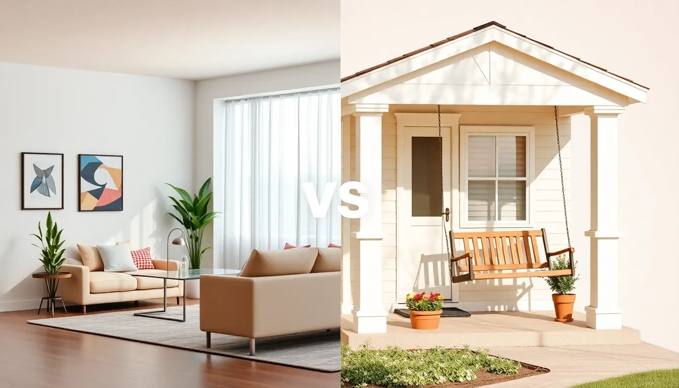 comparison of renting an apartment and buying a house.